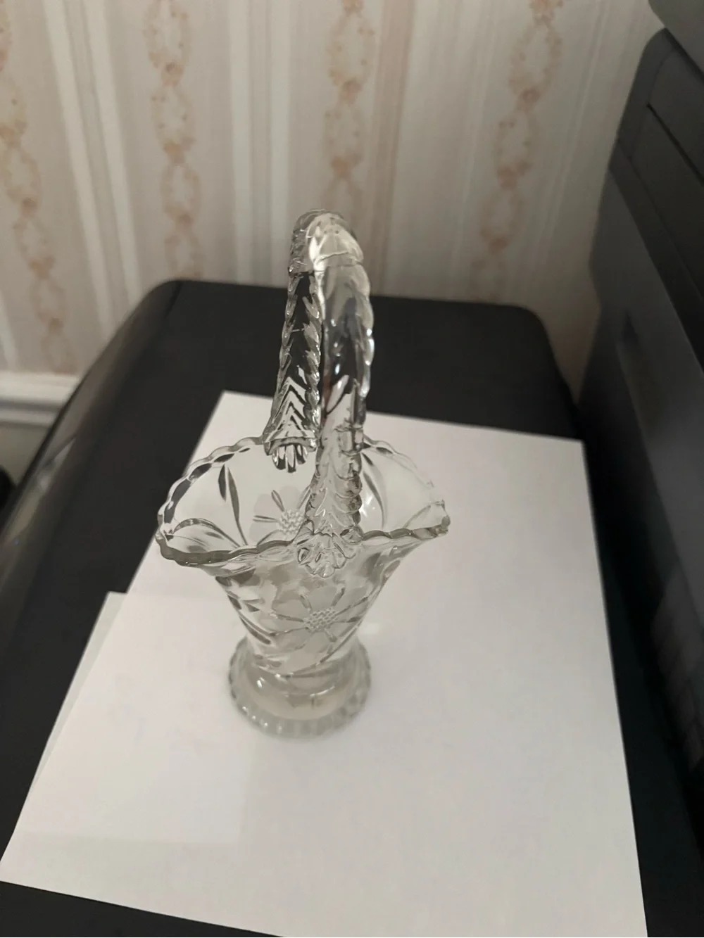 Clear Glass Flower Basket Decorative Vase